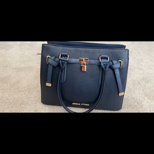 Adrienne Vittadini medium lock satchel in Navy